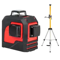 RGK PR-3M с калибровкой + штанга-упор - лазерный нивелир 3d с красным лучом