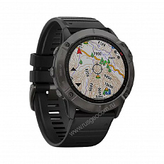 Garmin Fenix 6X Sapphire Carbon Gray серые DLC с черным ремешком