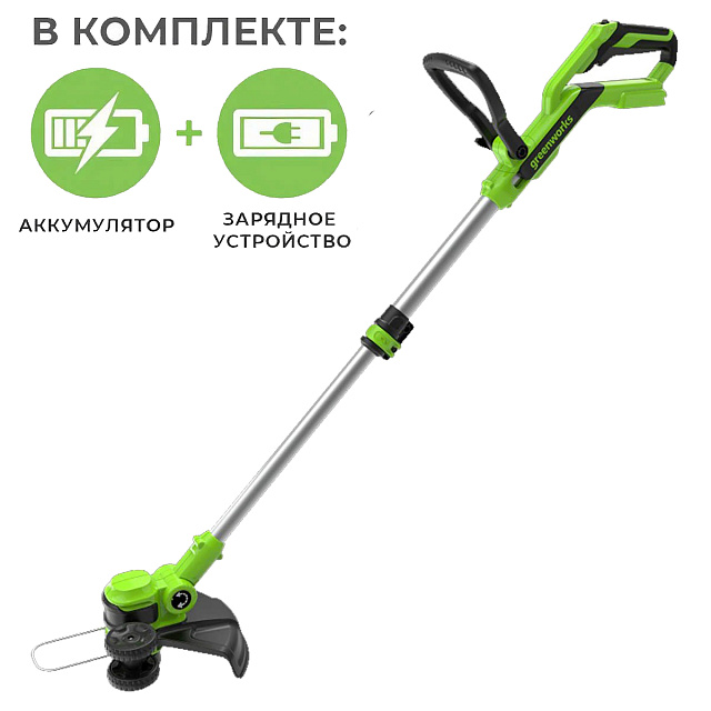 Аккумуляторный триммер Greenworks G24LT30K2U, 24V c АКБ 2 Ач USB + ЗУ