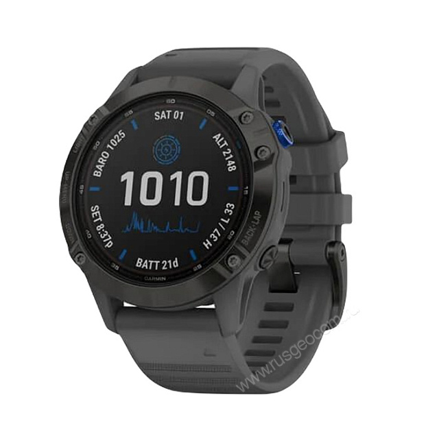 Часы Garmin Fenix 6 Pro Solar черный с серым ремешком