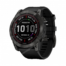 Часы Garmin Fenix 7X Sapphire Solar титановый угольно-серый DLC с силиконовым ремешком