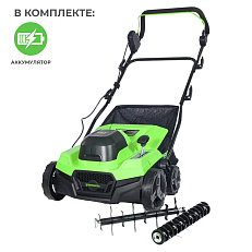 Greenworks GD40SC38II 40V, с АКБ 2 Ач с USB - аэратор-скарификатор аккумуляторный